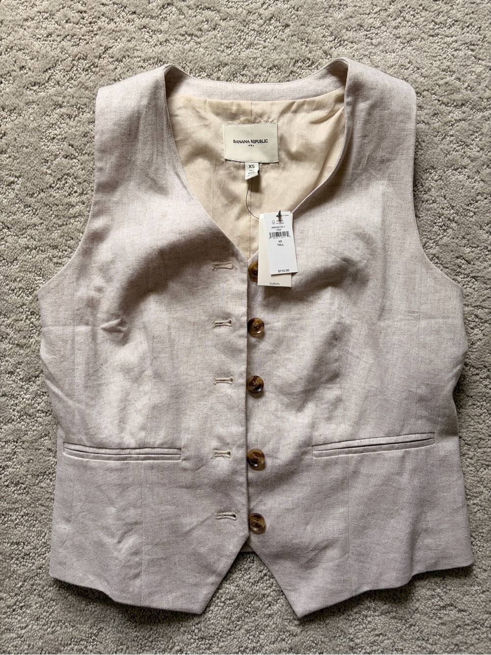 Banana Republic Women's Cream Linen Blend Vest NWT